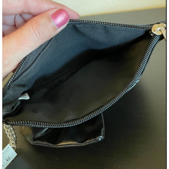 New- Faux Leather Bow Wristlet with Chain - Picture 3 of 7